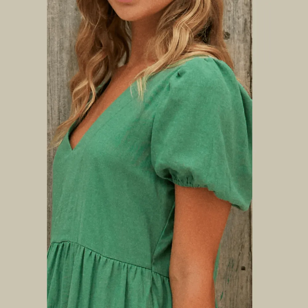 Buddha Wear Bianca Green Mini Dress