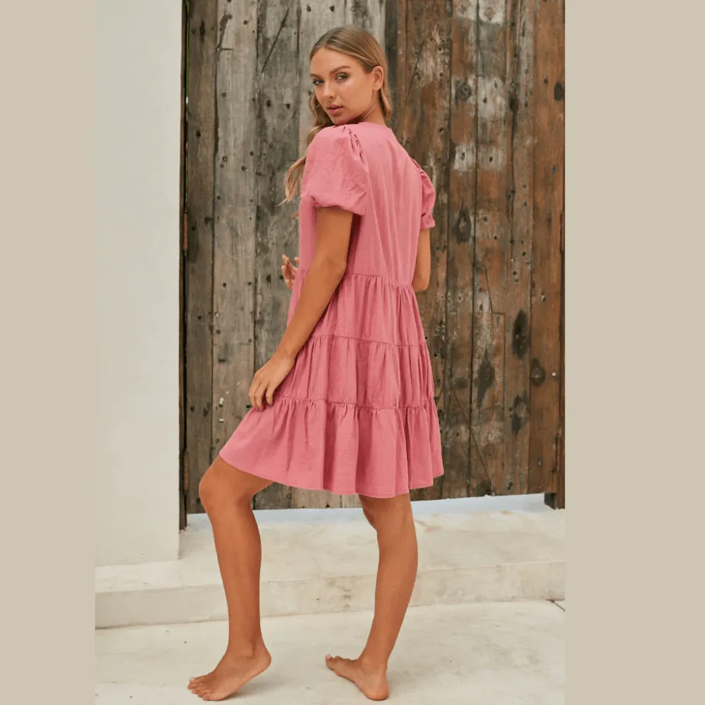 Buddha Wear Bianca Pink Mini Dress