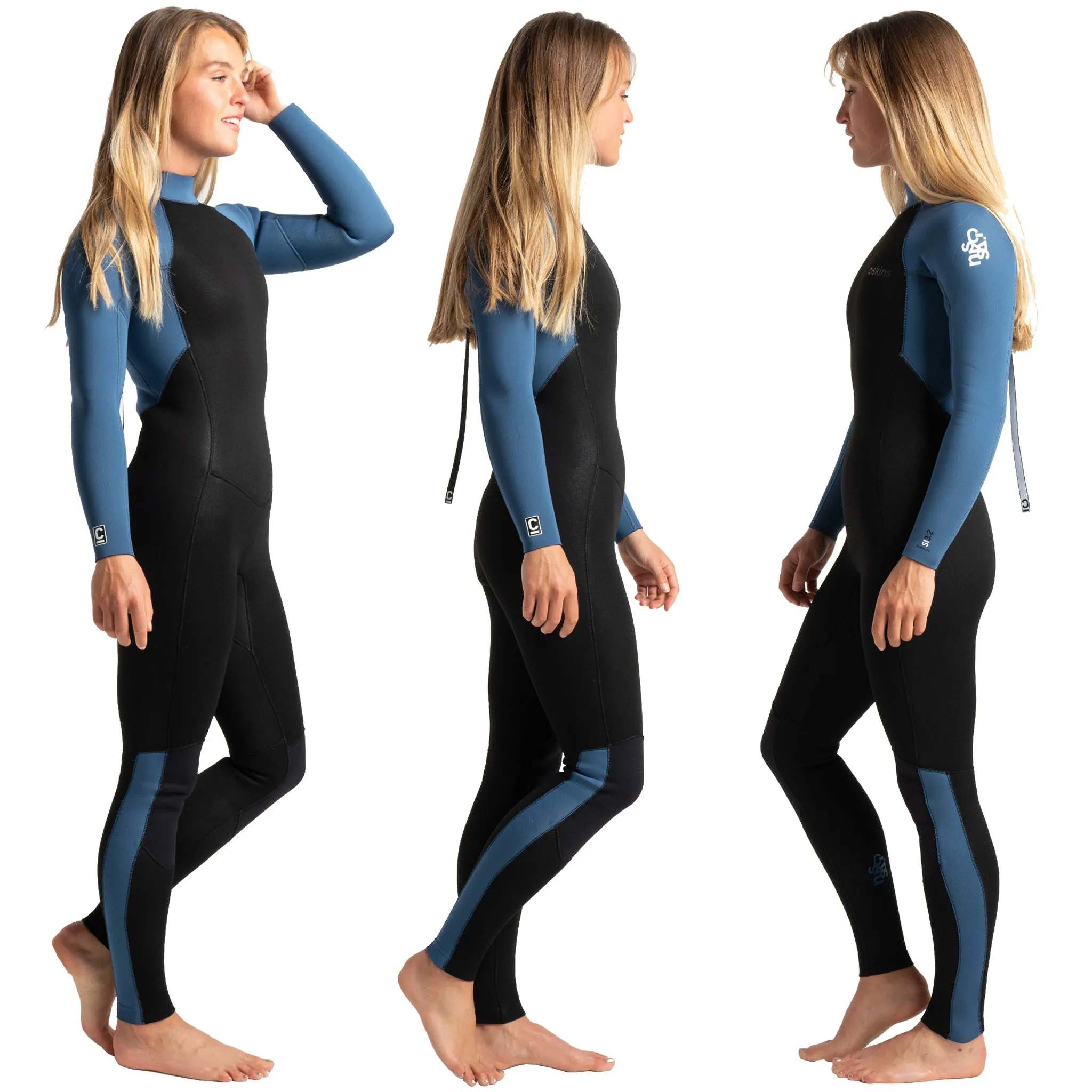 C-Skins Surflite 3/2mm Women's GBS Spring Summer Wetsuit - Black/Cascade Blue/White