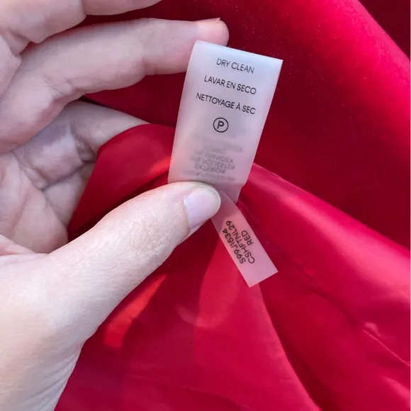 CALVIN KLEIN Women's Long Longline Open Front Velvet Blazer in Red CK Size 12
