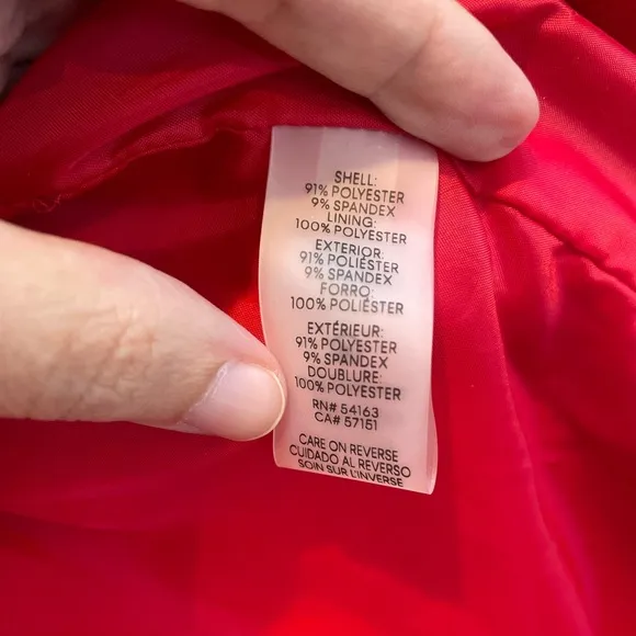 CALVIN KLEIN Women's Long Longline Open Front Velvet Blazer in Red CK Size 12