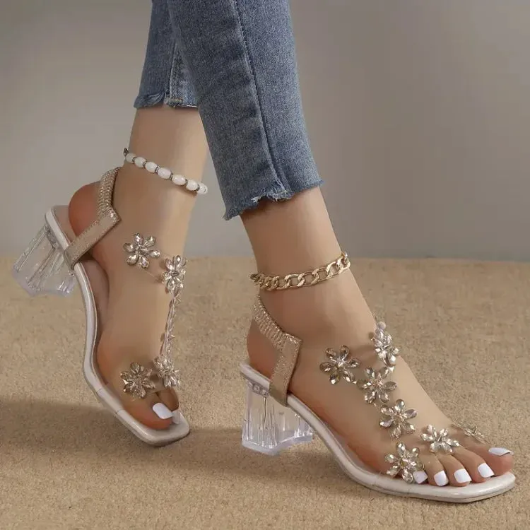 Camila® | Women's flower rhinestone heel sandals