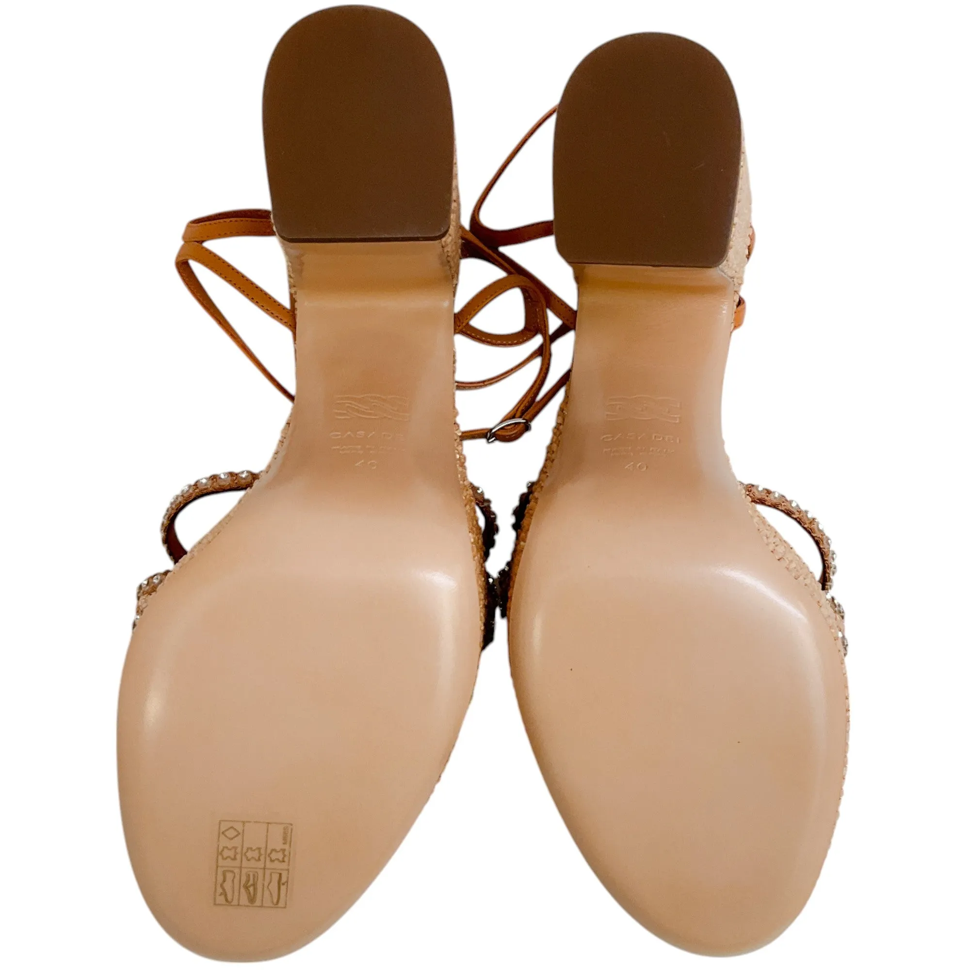 Casadei Natural Toffee Woven Platform Sandals
