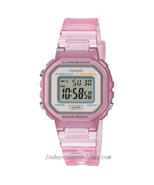 Casio Digital Women's Watch LA-20WHS-4A Digital Transparent Color Resin Band Resin Glass