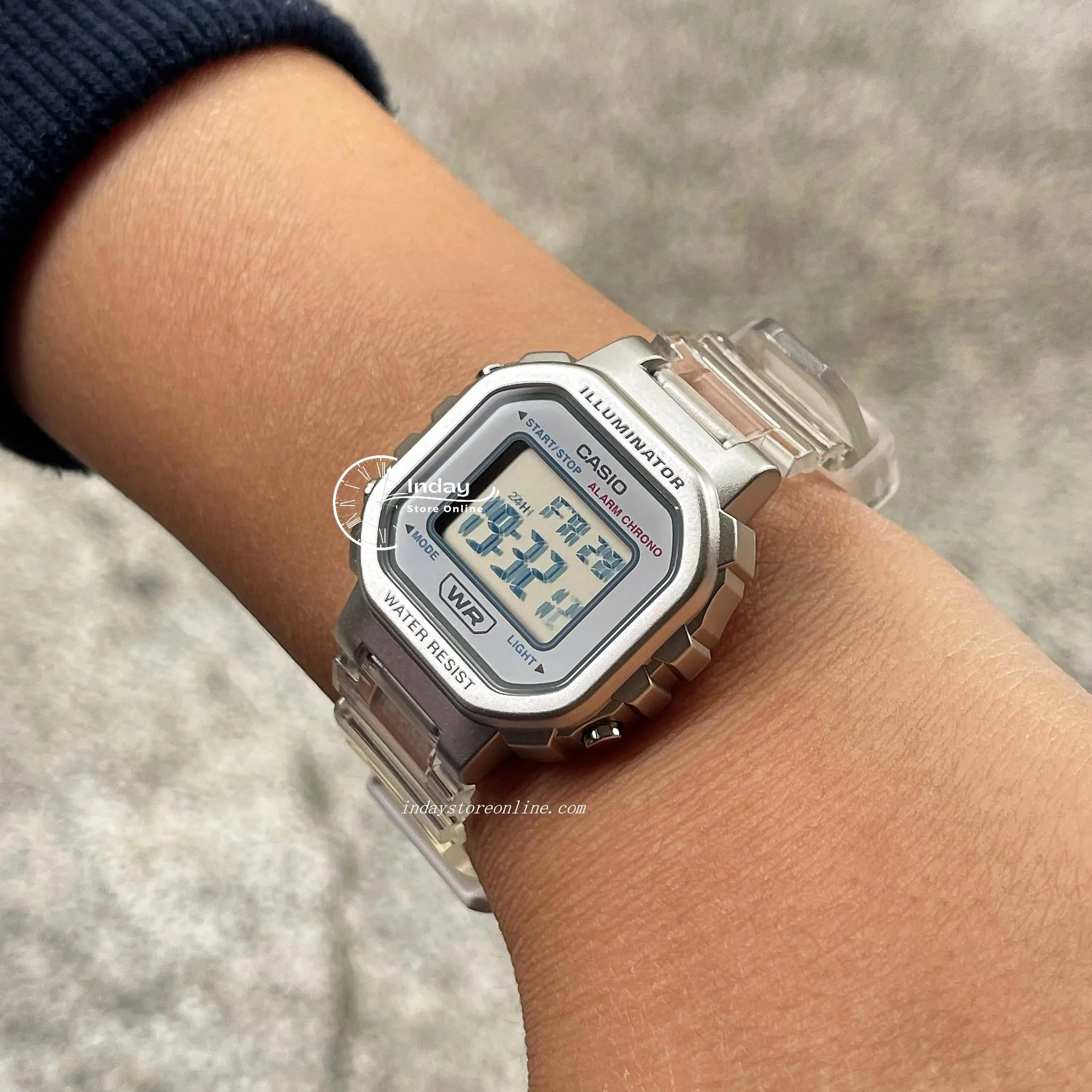 Casio Digital Women's Watch LA-20WHS-7A Digital Transparent Color Resin Band Resin Glass