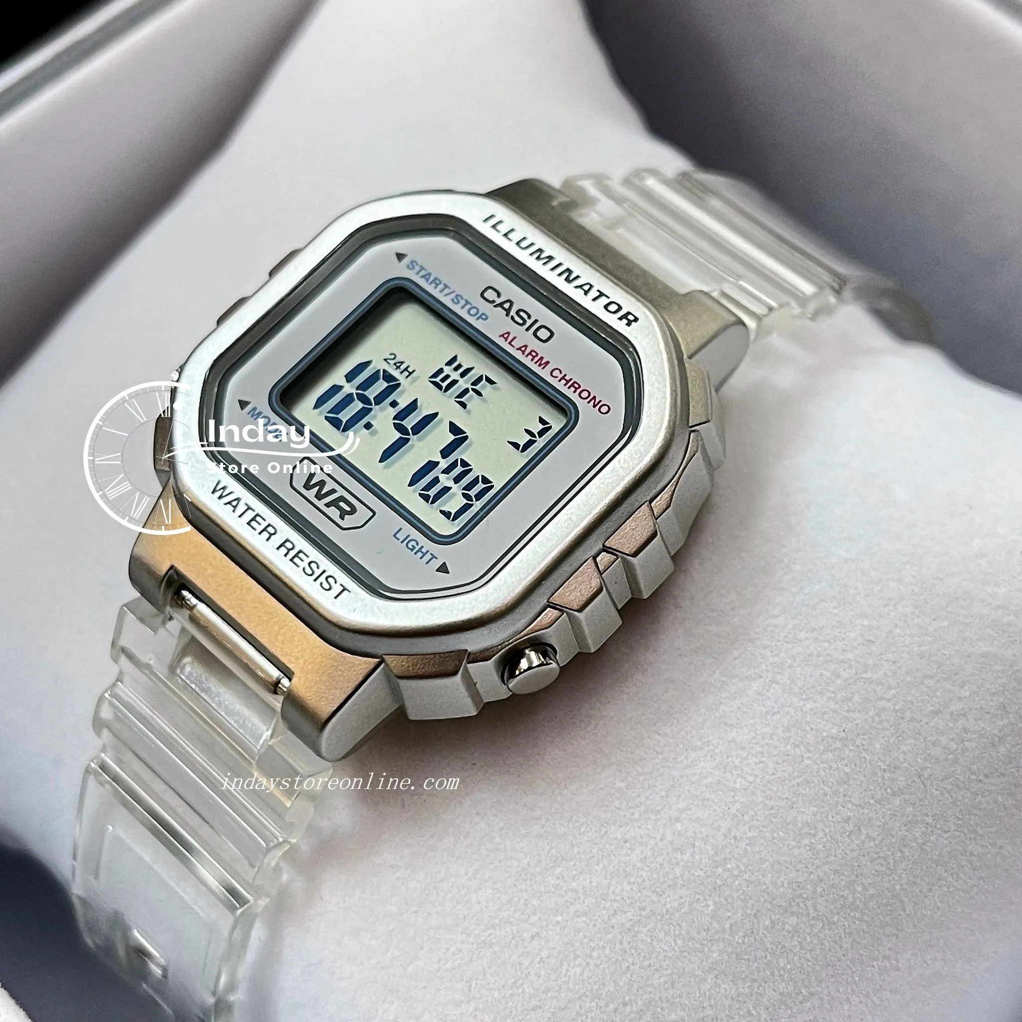 Casio Digital Women's Watch LA-20WHS-7A Digital Transparent Color Resin Band Resin Glass