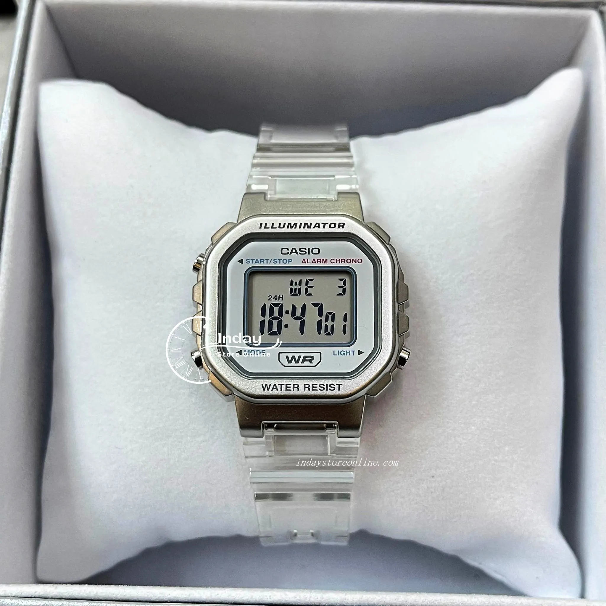 Casio Digital Women's Watch LA-20WHS-7A Digital Transparent Color Resin Band Resin Glass