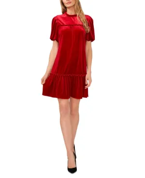 Cece Women's Short Sleeve Velvet Ruffled Knit Dress 7061710