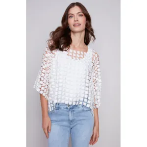 Charlie B Lurex Flower Textured Top