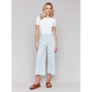 Charlie B Scallop Hem Wide Leg Crop Pant