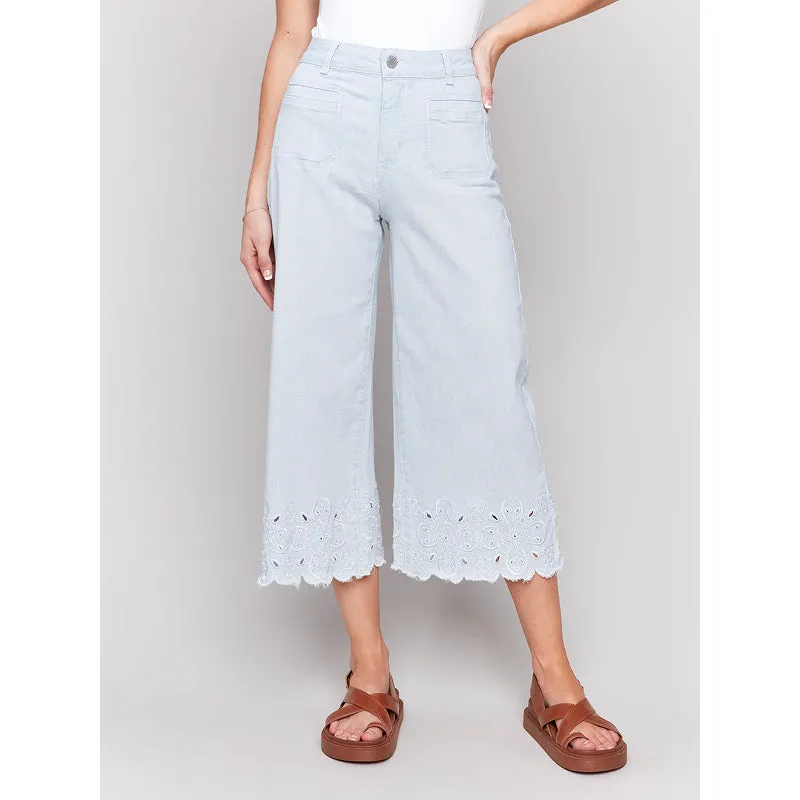 Charlie B Scallop Hem Wide Leg Crop Pant