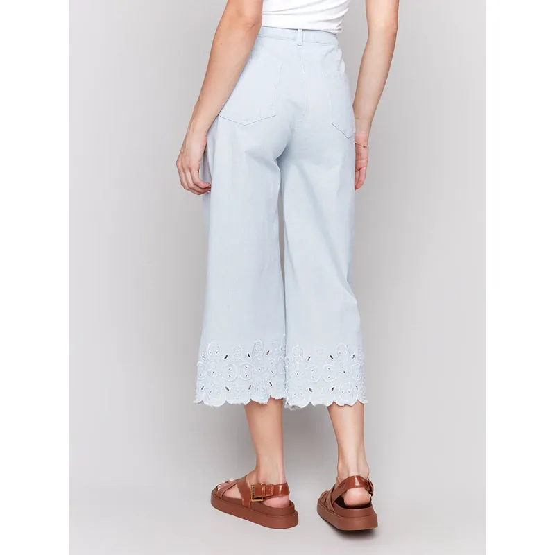 Charlie B Scallop Hem Wide Leg Crop Pant