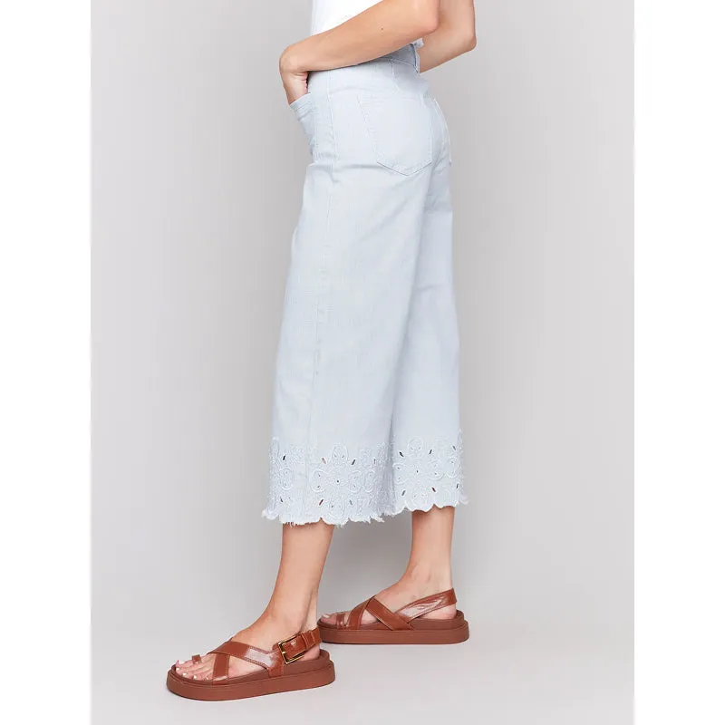 Charlie B Scallop Hem Wide Leg Crop Pant