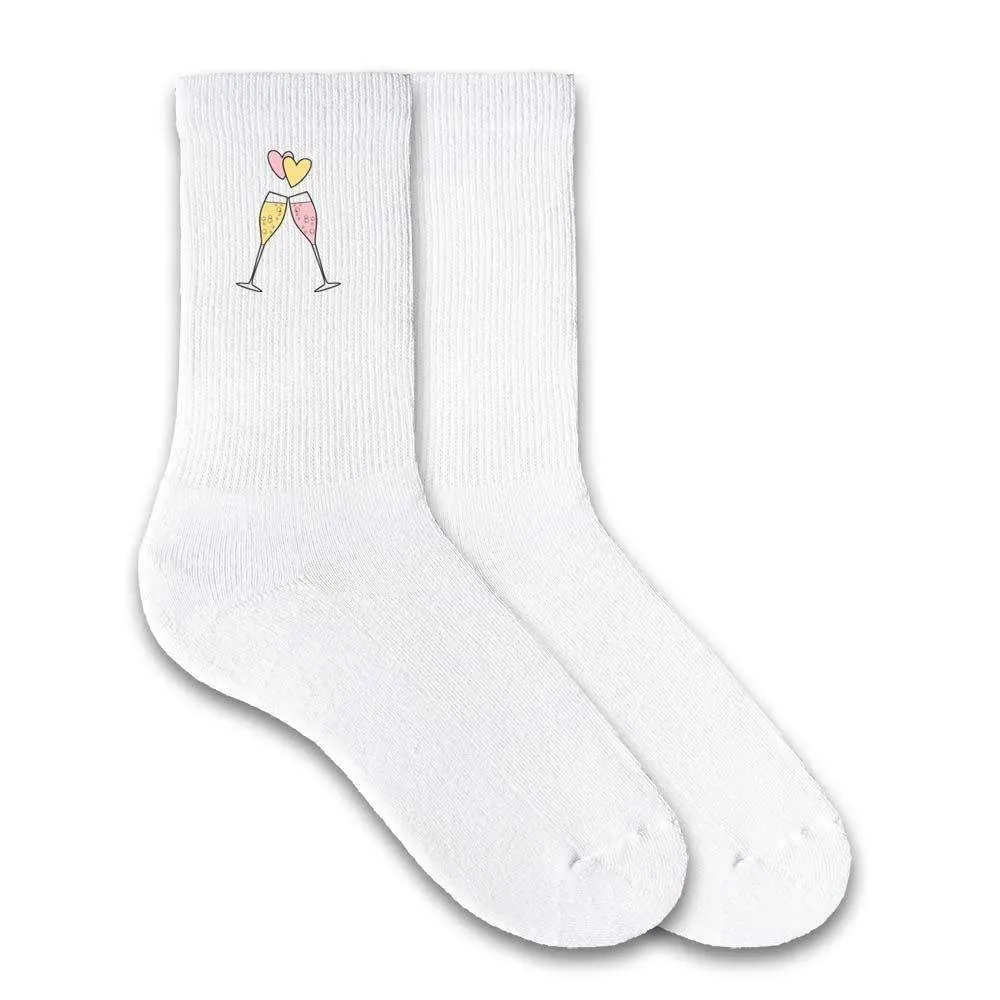 Cheers! Champagne Flutes - Ladies Crew Socks
