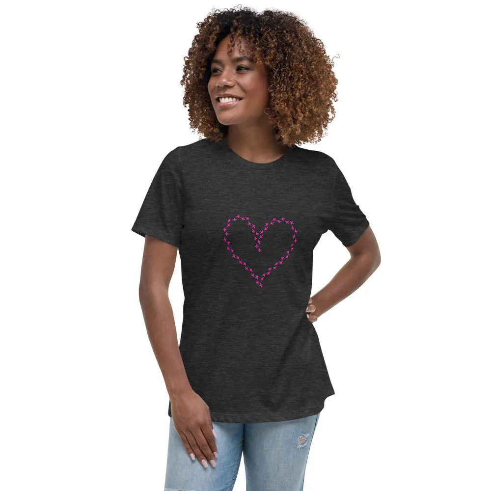 Chicken Footprint Heart Women's Relaxed T-Shirt