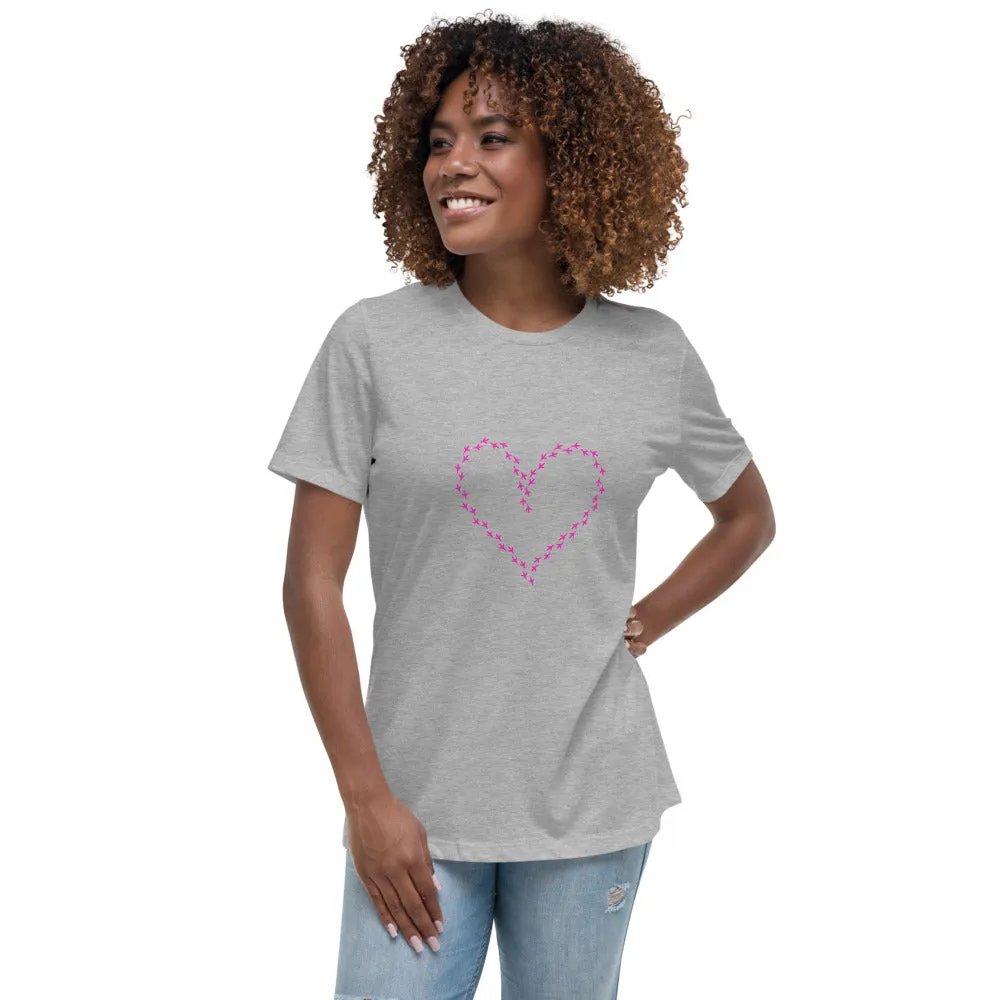 Chicken Footprint Heart Women's Relaxed T-Shirt