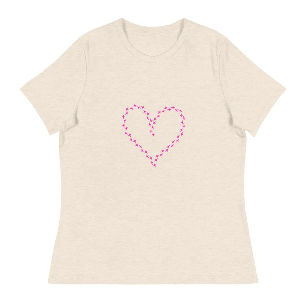 Chicken Footprint Heart Women's Relaxed T-Shirt