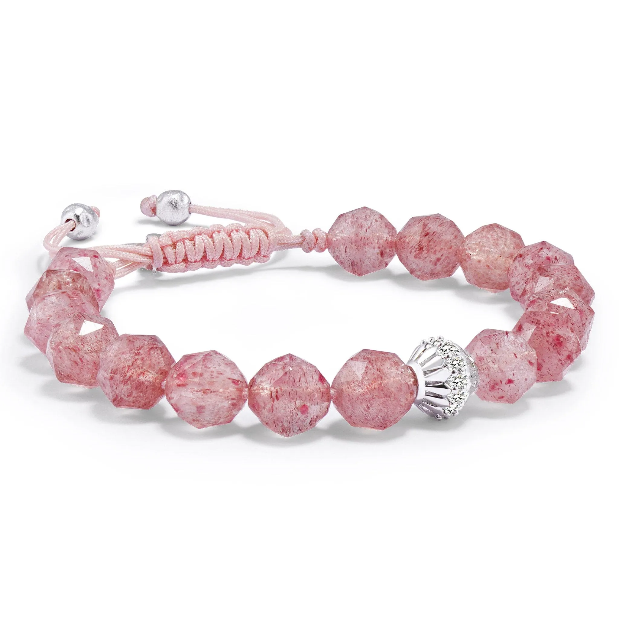 Cloudberry Strawberry Quartz Macrame Bracelet