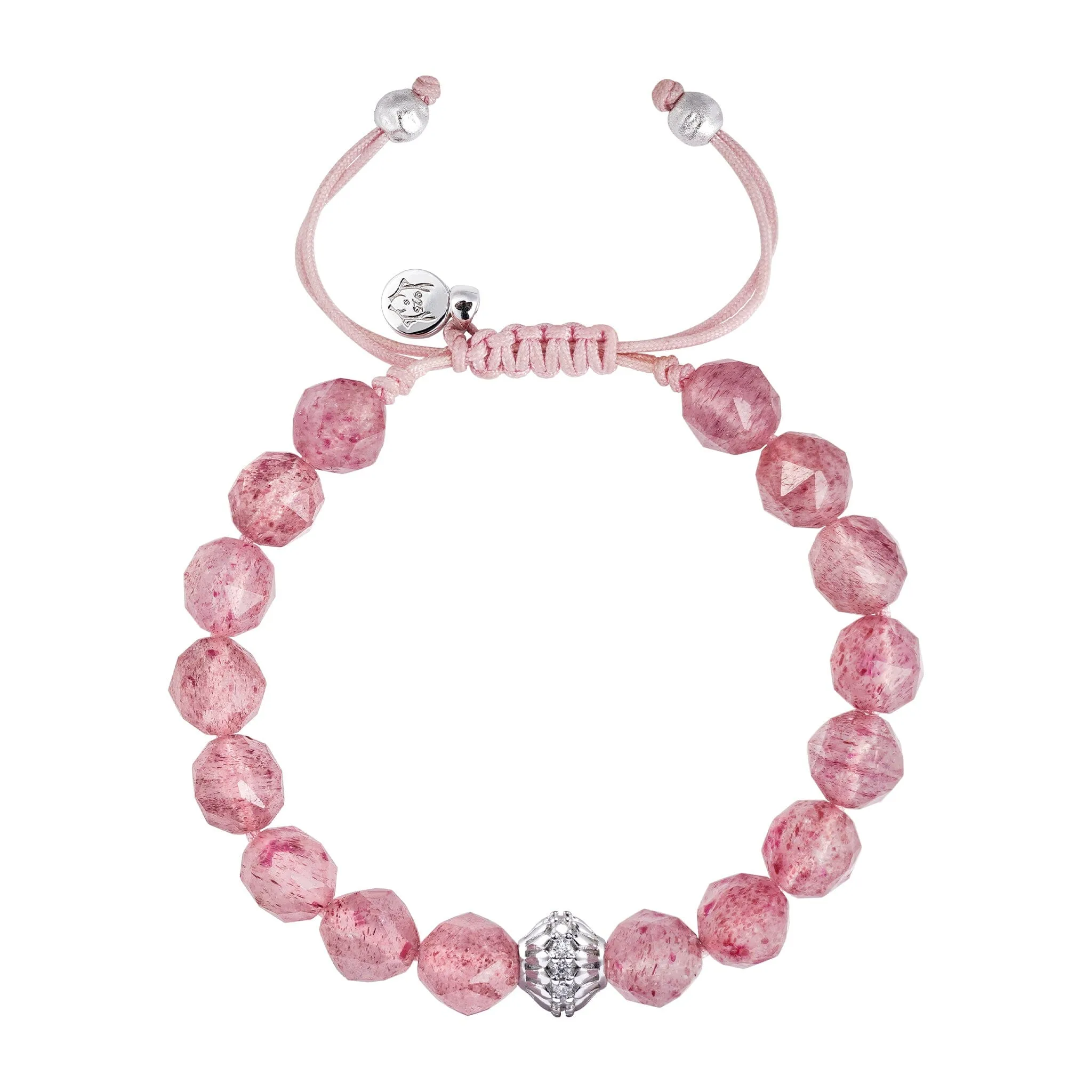 Cloudberry Strawberry Quartz Macrame Bracelet