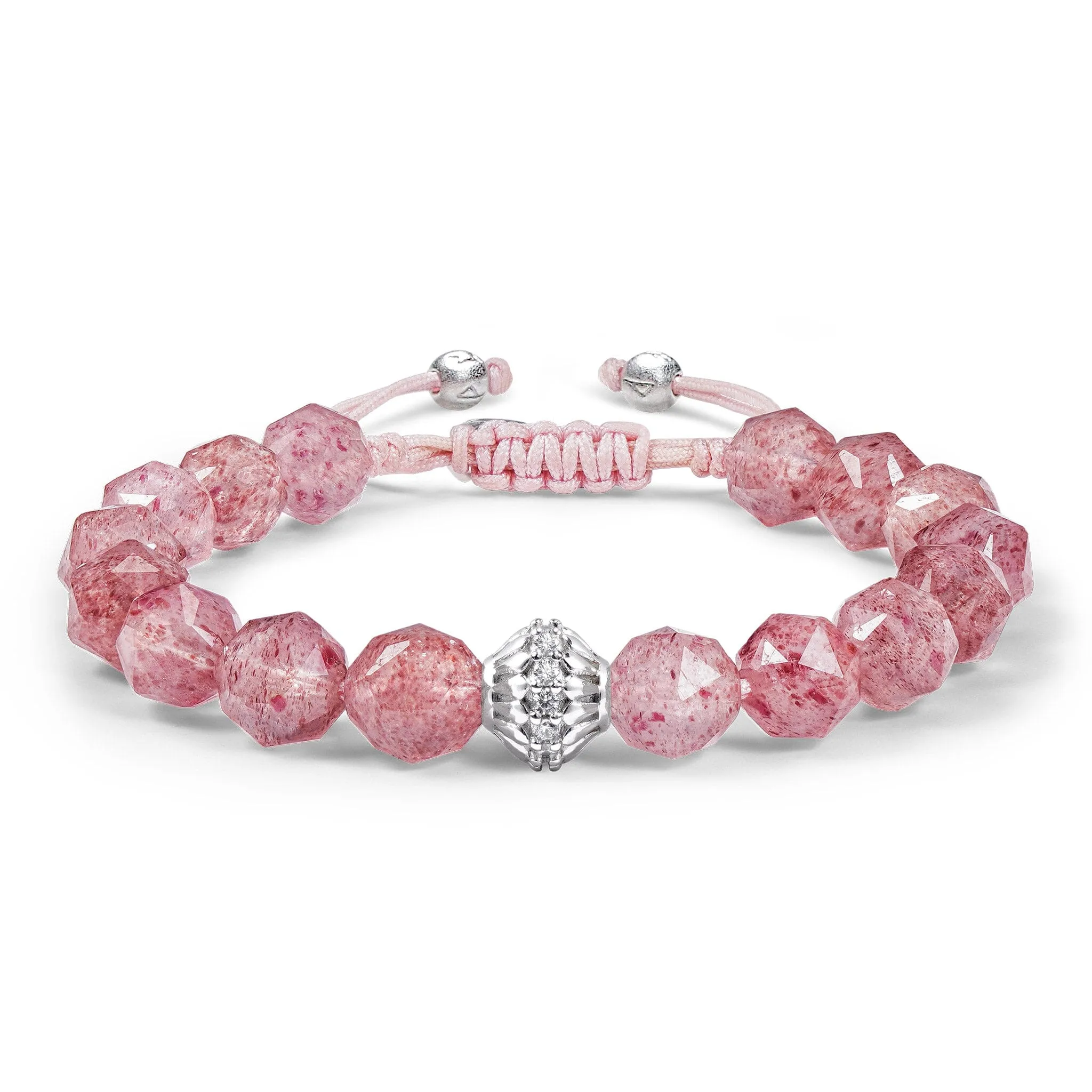 Cloudberry Strawberry Quartz Macrame Bracelet
