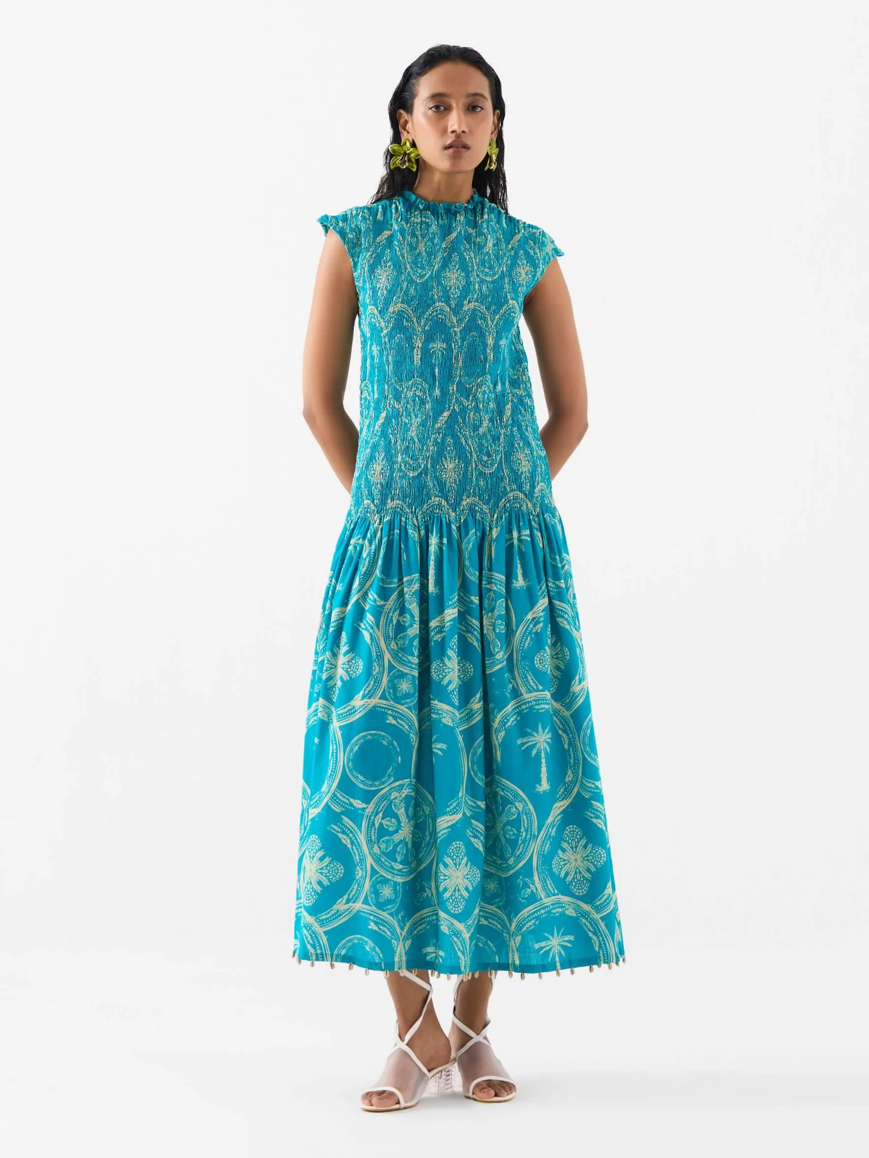 Coconut palm ruching dress