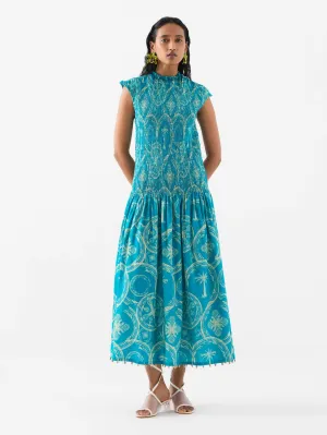 Coconut palm ruching dress