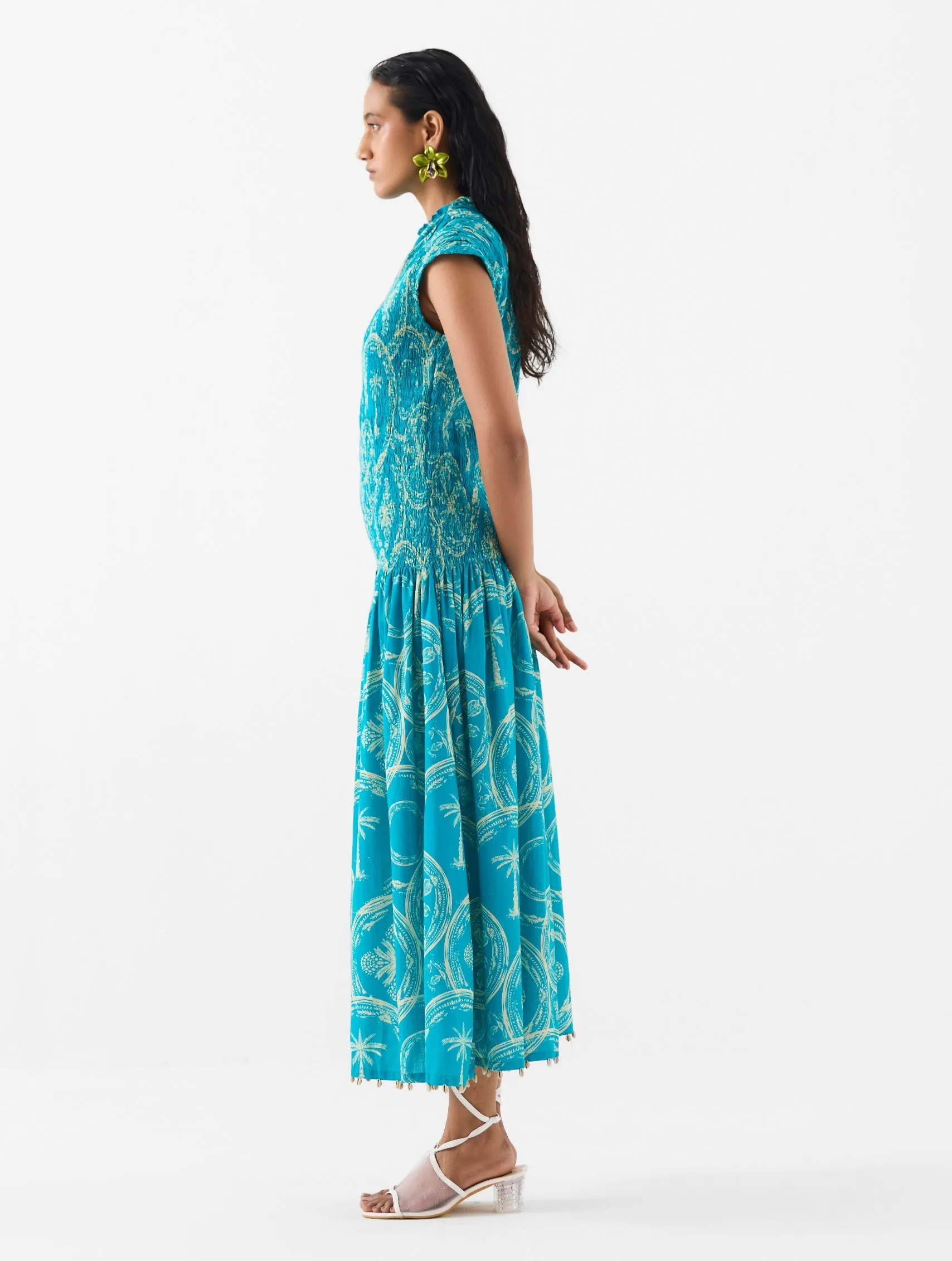 Coconut palm ruching dress