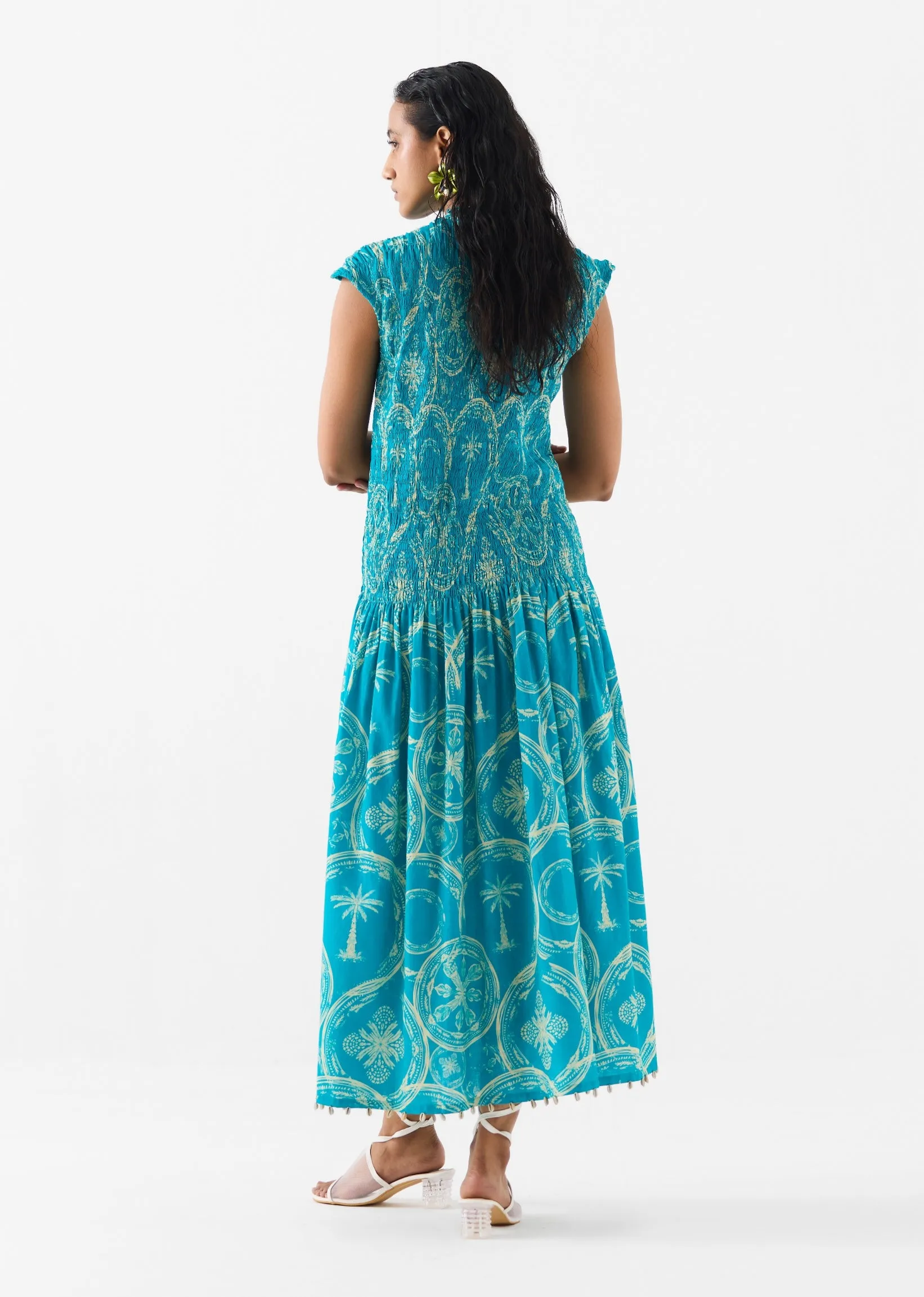 Coconut palm ruching dress