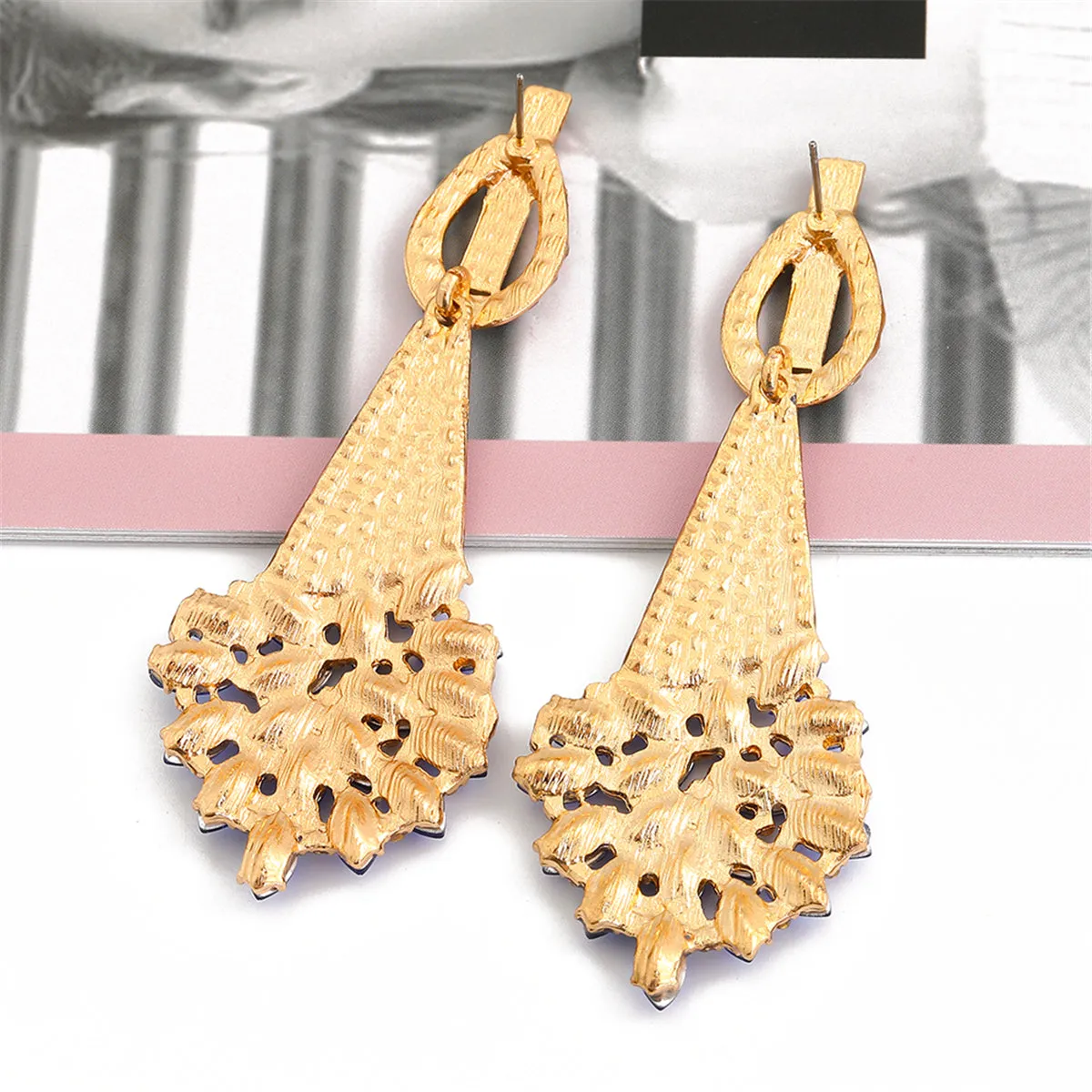 Colored Crystal & Cubic Zirconia Cluster Drop Earring