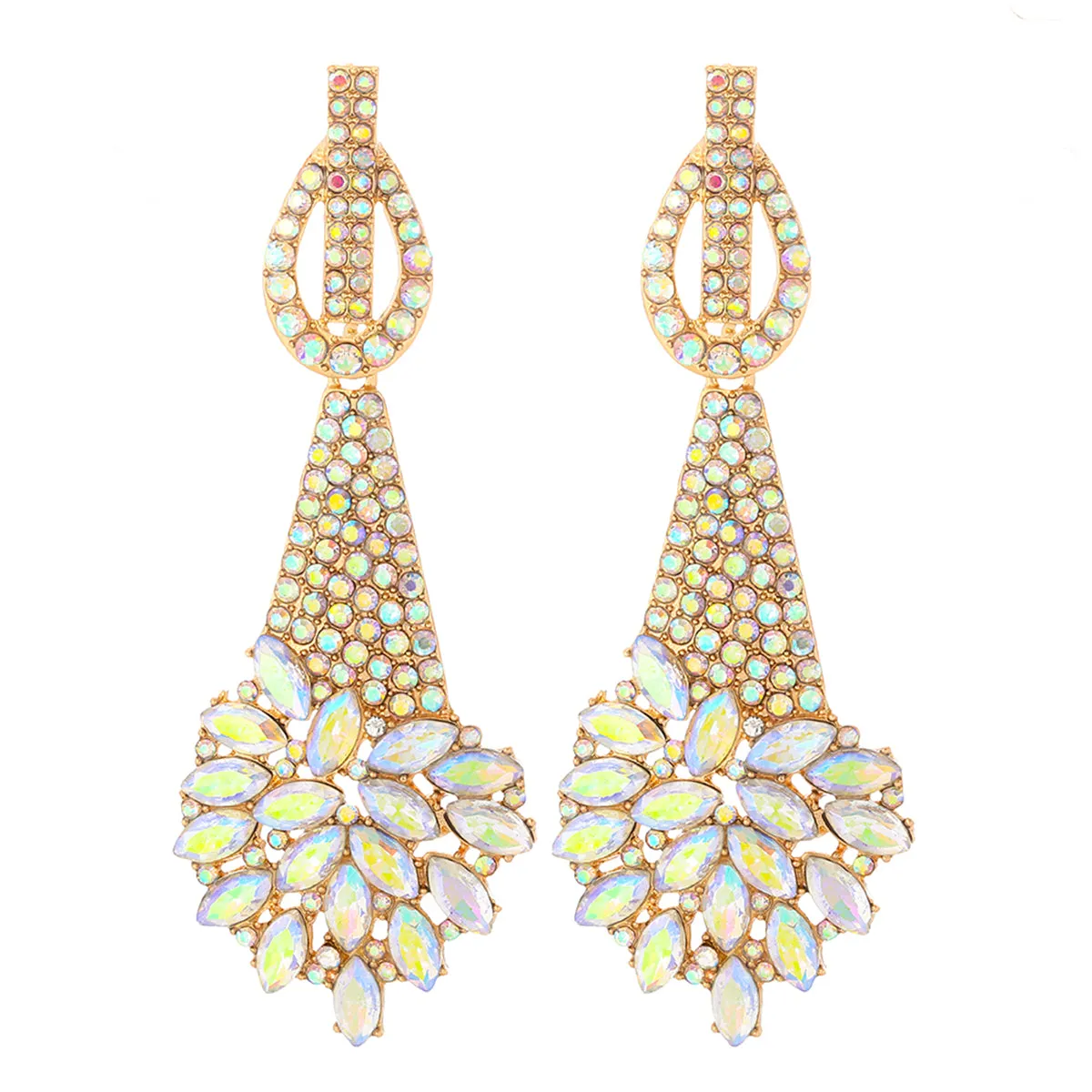 Colored Crystal & Cubic Zirconia Cluster Drop Earring