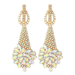 Colored Crystal & Cubic Zirconia Cluster Drop Earring
