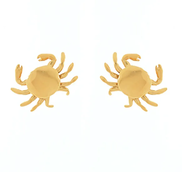 Crab Stud Earrings - Gold