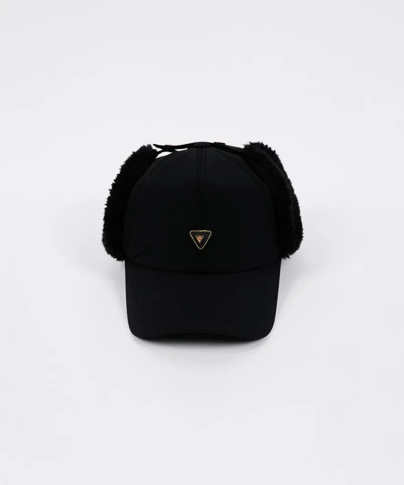 CREVE NINE: Fleece Warm Earmuff Ball Cap - Black