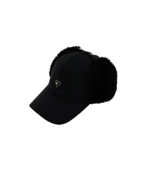 CREVE NINE: Fleece Warm Earmuff Ball Cap - Black