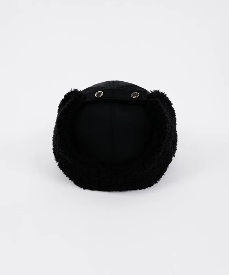 CREVE NINE: Fleece Warm Earmuff Ball Cap - Black