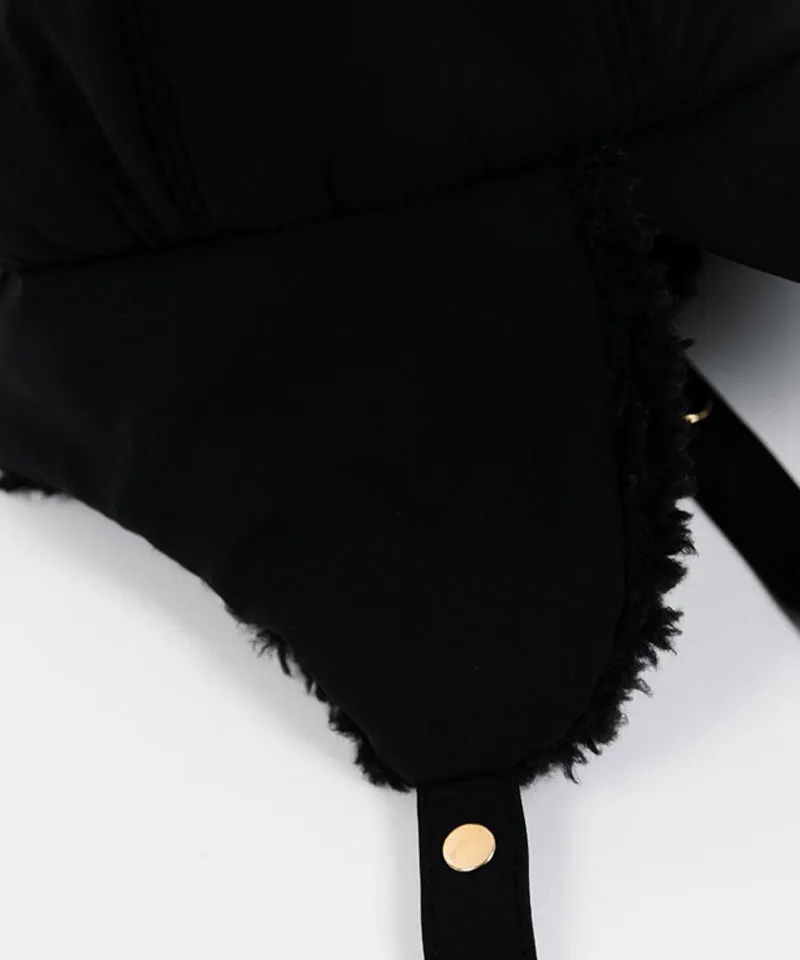 CREVE NINE: Fleece Warm Earmuff Ball Cap - Black