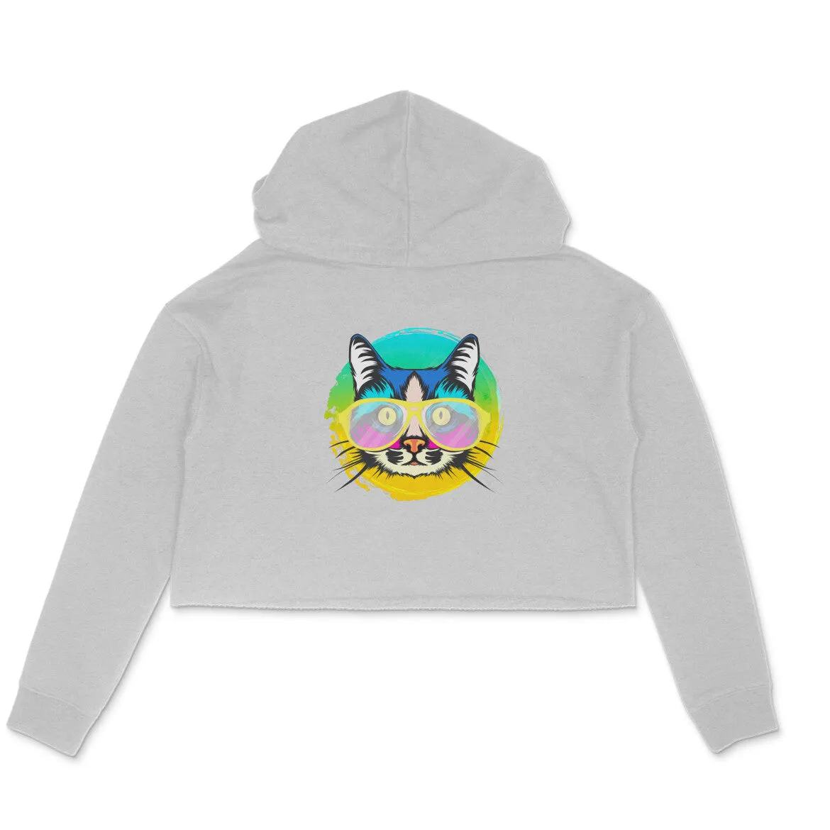 Crop Hoodie (Women) - Cat With Glasses (6 Colours)