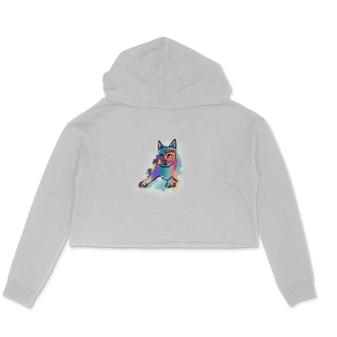 Crop Hoodie (Women) - Russian Blue Sparkle Cat (6 Colours)