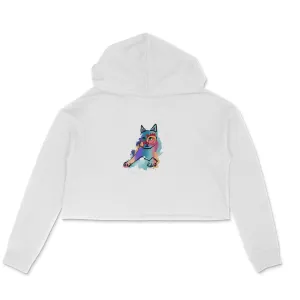 Crop Hoodie (Women) - Russian Blue Sparkle Cat (6 Colours)