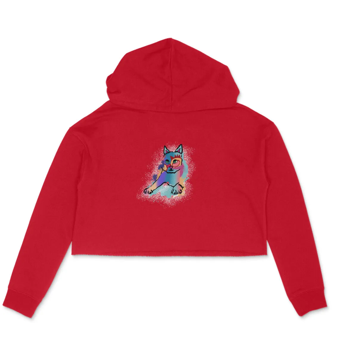 Crop Hoodie (Women) - Russian Blue Sparkle Cat (6 Colours)