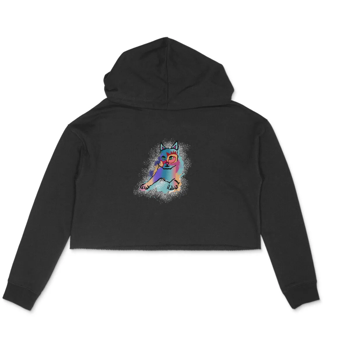 Crop Hoodie (Women) - Russian Blue Sparkle Cat (6 Colours)