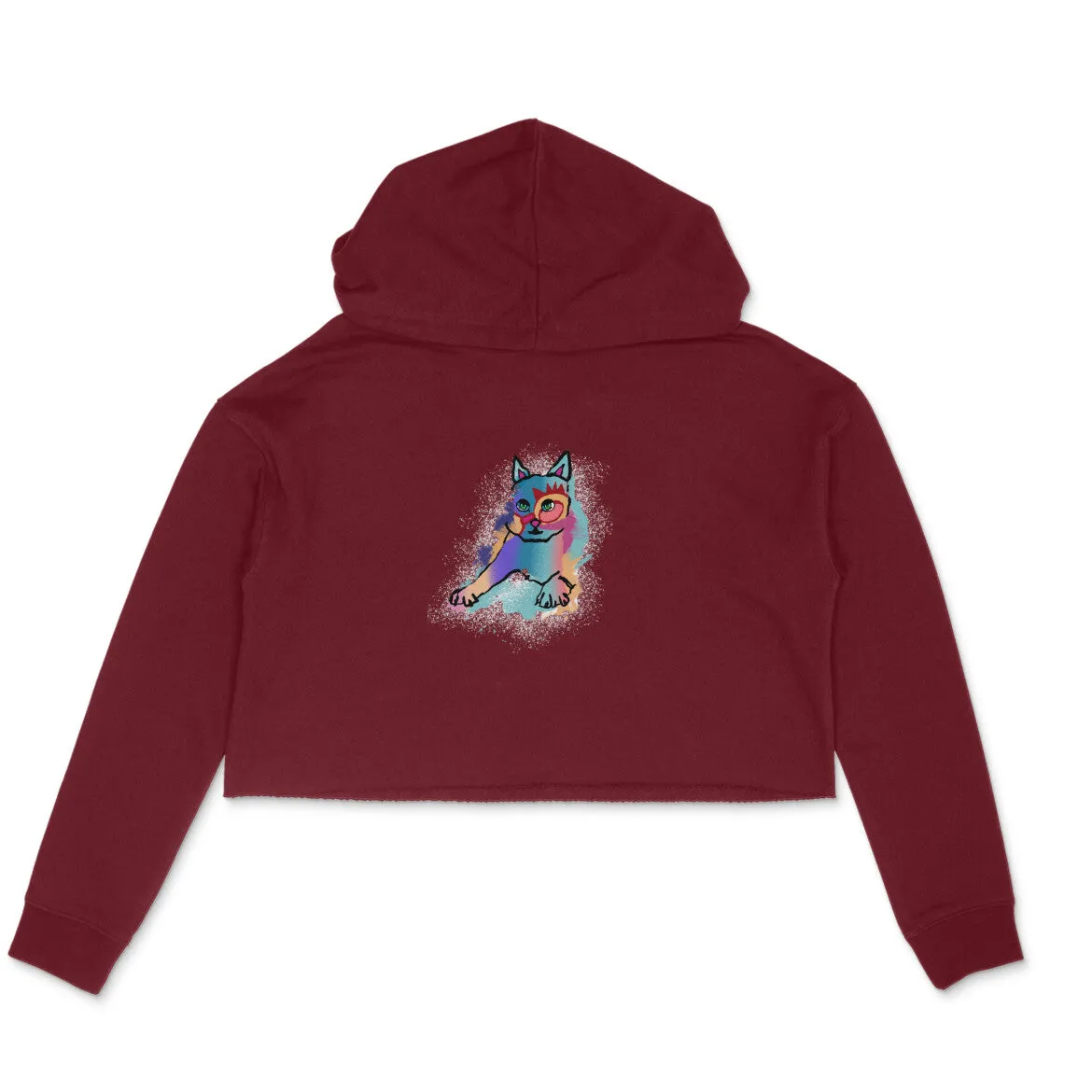 Crop Hoodie (Women) - Russian Blue Sparkle Cat (6 Colours)