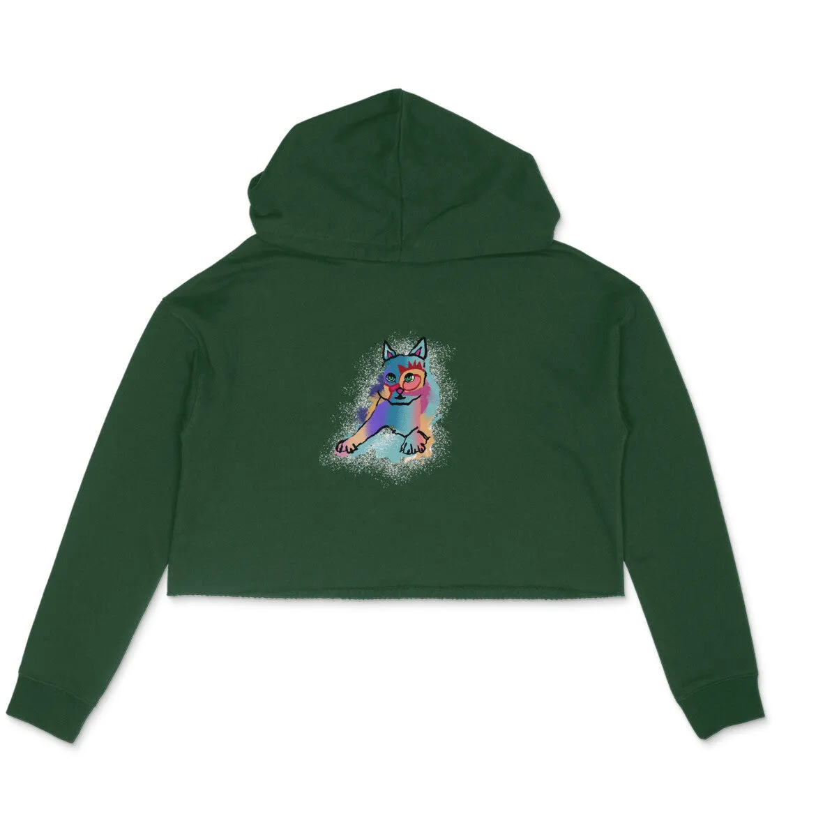 Crop Hoodie (Women) - Russian Blue Sparkle Cat (6 Colours)