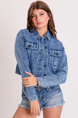Cropped Trucker Rigid Denim Jacket, Pack of 6