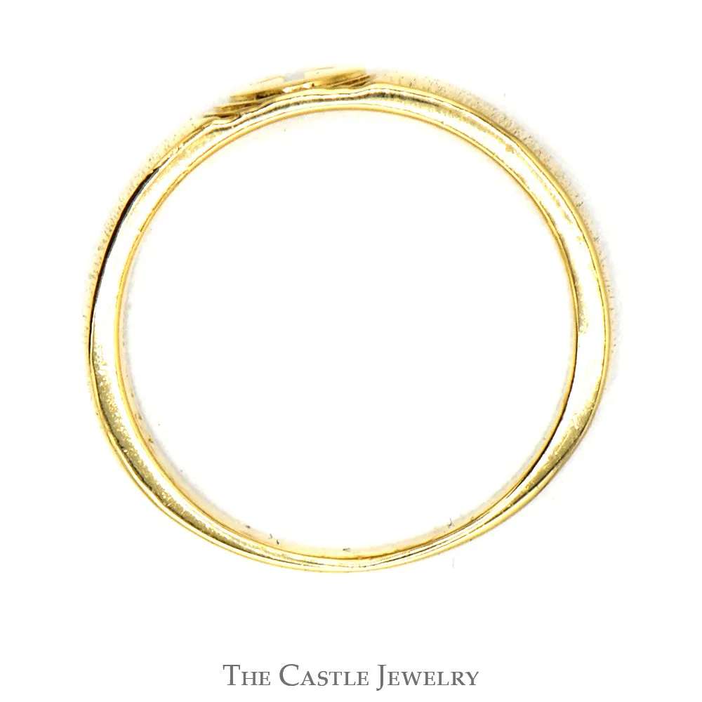 Cross Designed Wedding Band with Brush Textured Sides in 10k Yellow Gold - Size 6.25