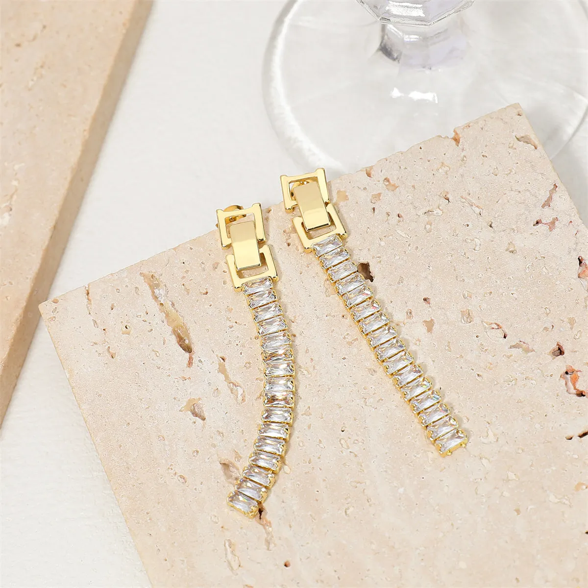 Crystal & 18K Gold-Plated Belt Drop Earrings