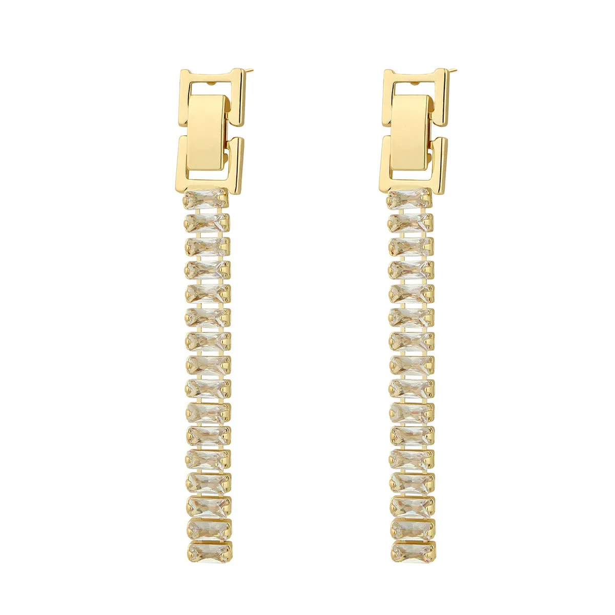Crystal & 18K Gold-Plated Belt Drop Earrings
