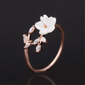 Crystal & 18K Rose Gold-Plated Floral Bypass Ring