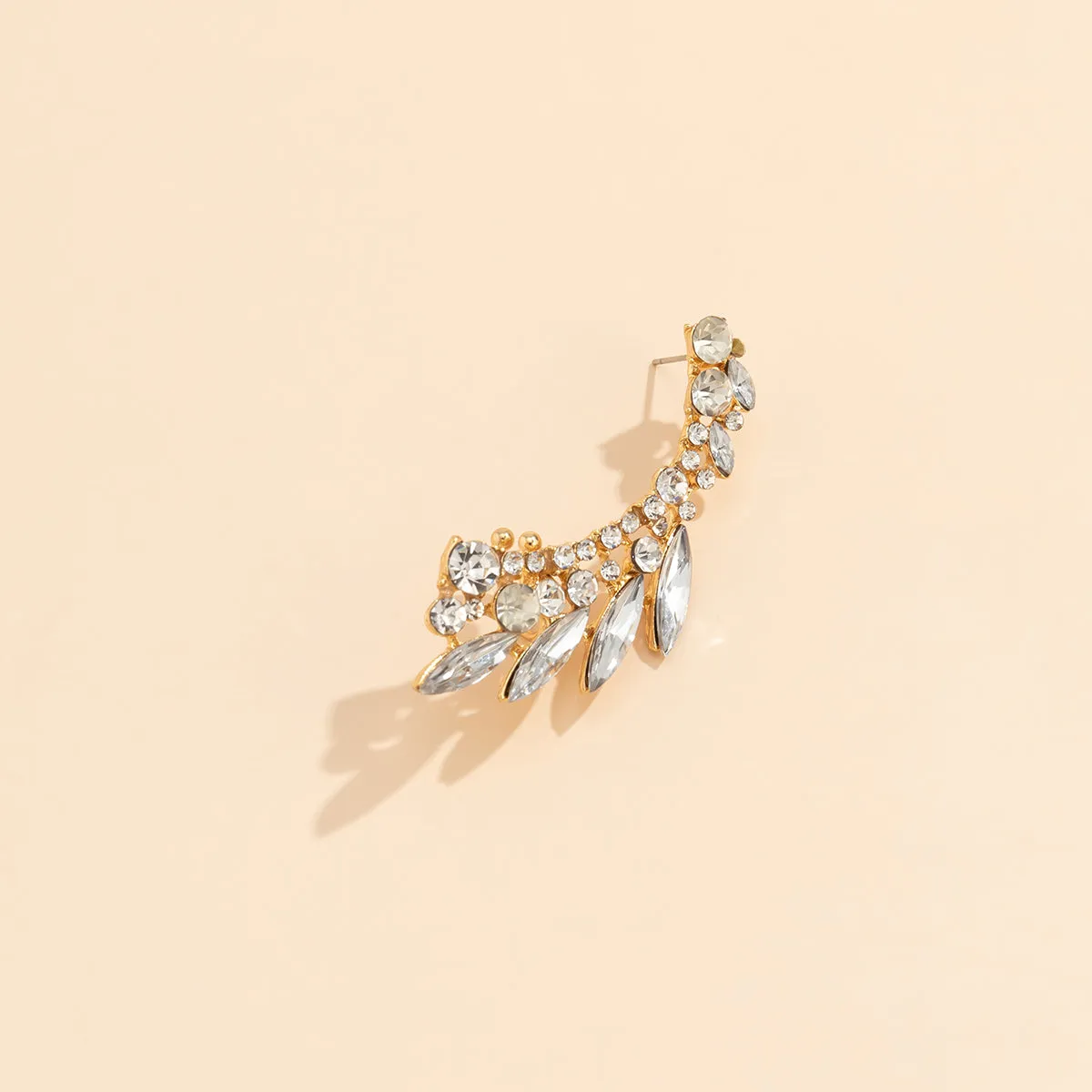 Crystal & Cubic Zirconia 18K Gold-Plated Wheat Ear Climber