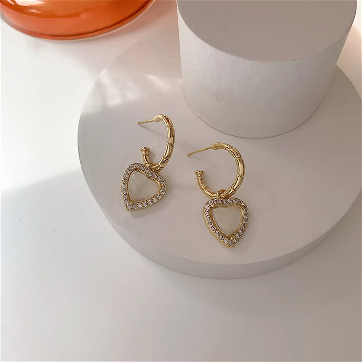 Crystal & Cubic Zirconia Pavé Hola Heart Huggie Earrings